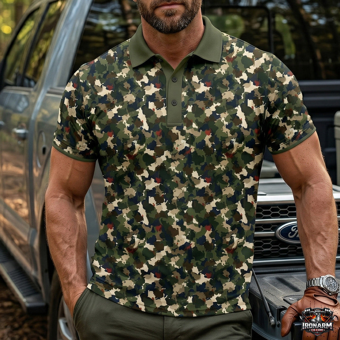 Turkey Hunting Camo Pattern Polo Shirt TP1016