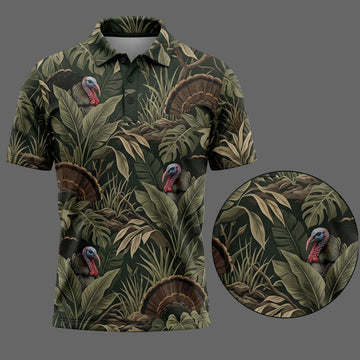 Turkey Hunting Tropical Pattern Polo Shirt TP1017