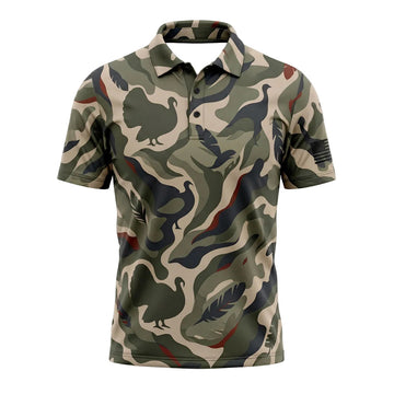 Turkey Hunting Abstract Turkey Camo Pattern Polo Shirt TP1018