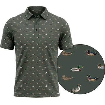 Duck Waterfowl Mini Print Polo Shirt DHP1002