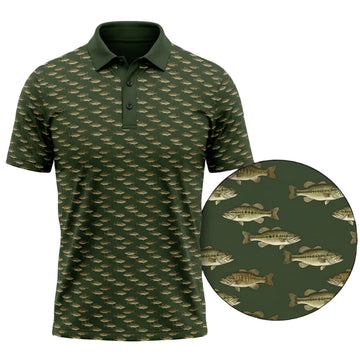 Fishing Bass Mini Print Polo Shirt BFP1001
