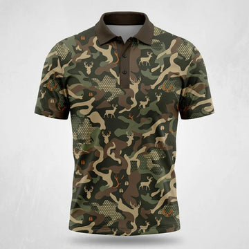 Deer Hunting Polo Shirt, Fathers Day Golf Shirts For Men DP1002