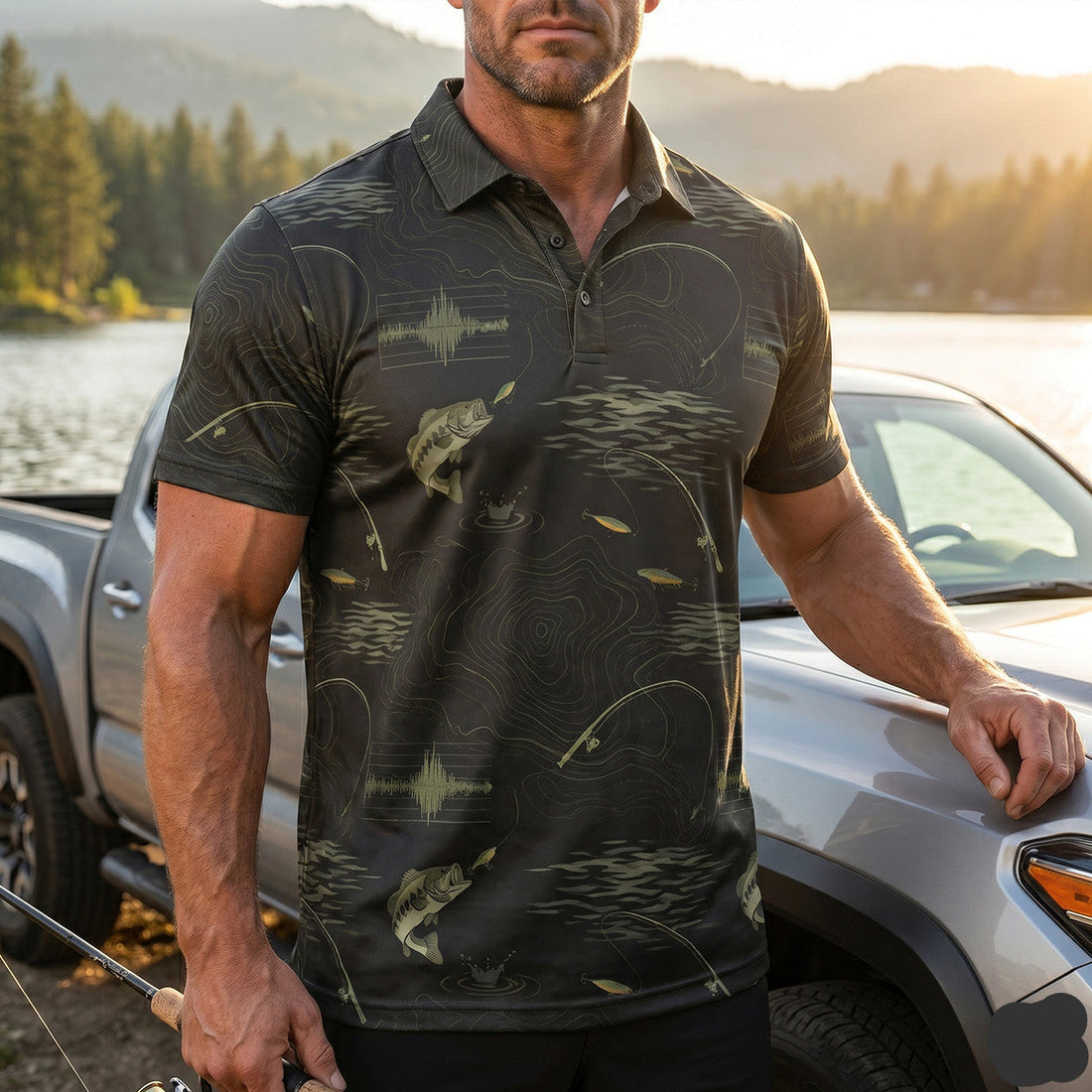 Bass Fishing Polo Shirt, Fathers Day Golf Shirts For Men BFP1007