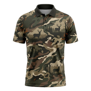 Deer Hunting Whitetail Deer Hunting Camo Print Polo Shirt DP1004