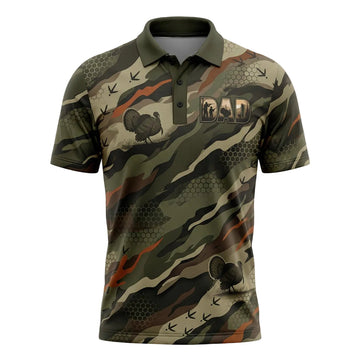 Turkey Hunting Camo Dad Pattern Polo Shirt TP1031
