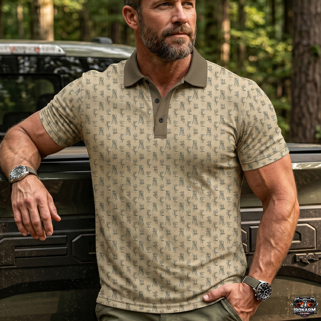 Deer Stand Micro Pattern Polo Shirt DP1005