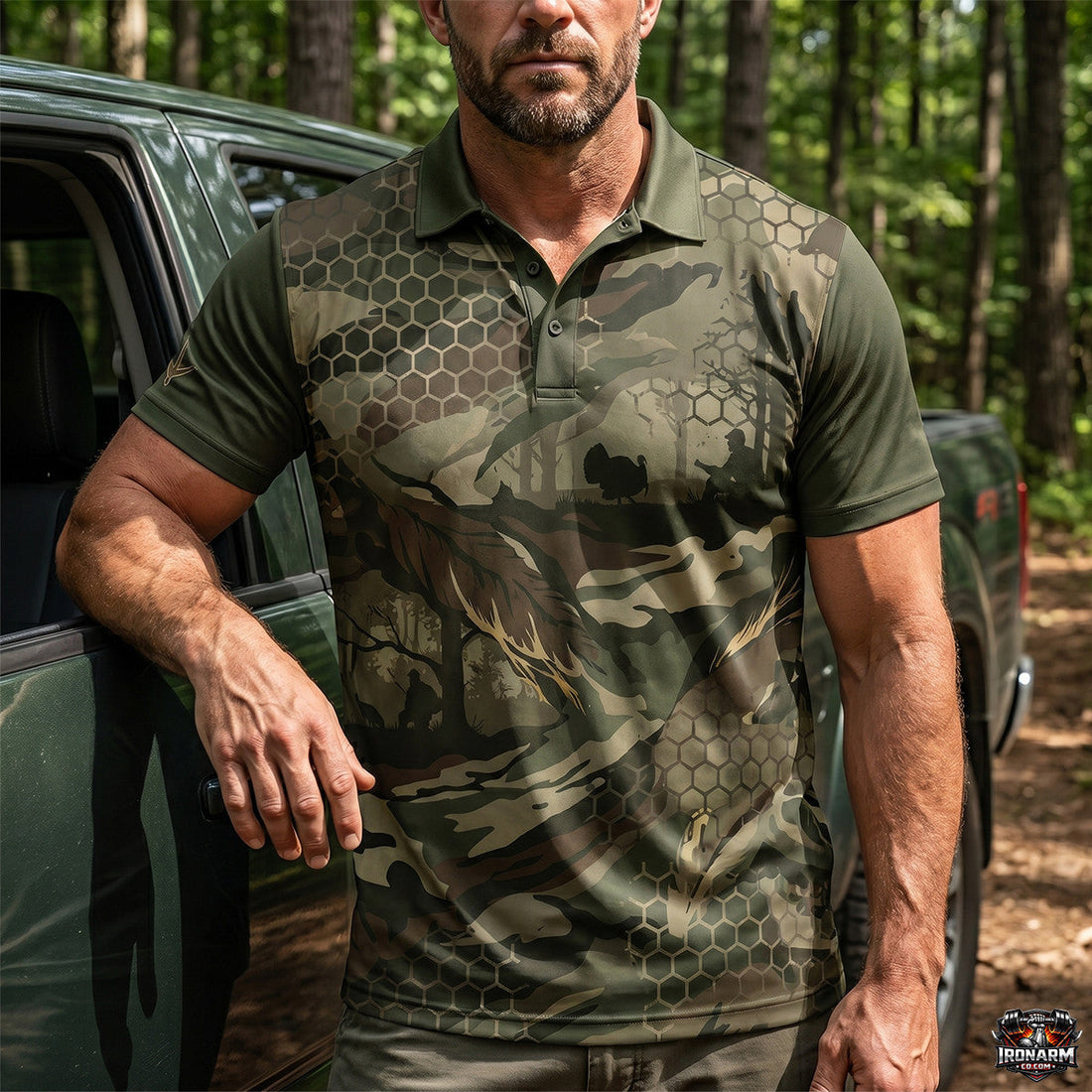 Wild Turkey Tactical Camo Print Polo Shirt TP1034