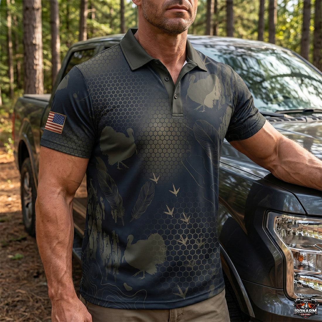 Dark Turkey Tactical Camo Pattern Polo Shirt TP1035