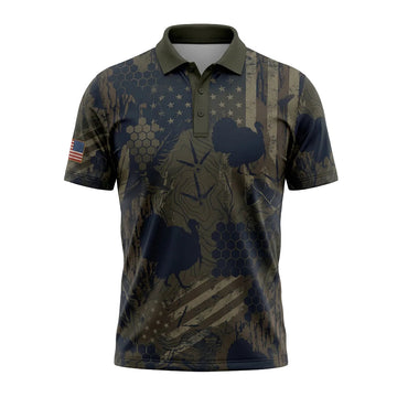 USA Turkey Shadow Camo Print Polo Shirt TP1036