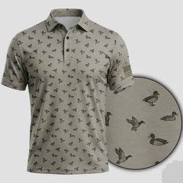Mallard Duck Mini Print Polo Shirt DHP1006