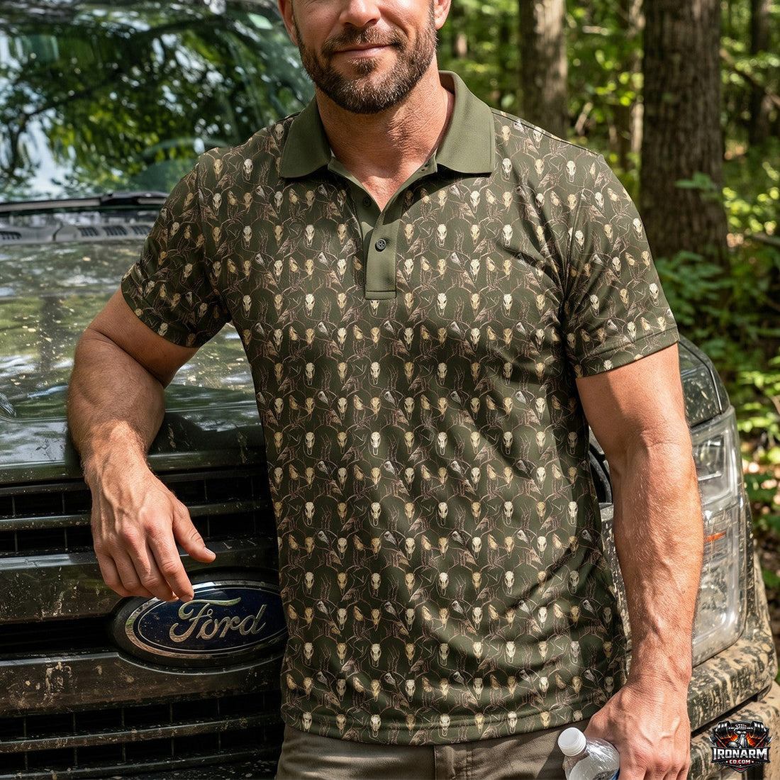Deer Whitetail Skull Antler Print Polo Shirt DP1008