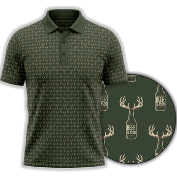 Beer Season Deer Antler Pattern Polo Shirt DP1009
