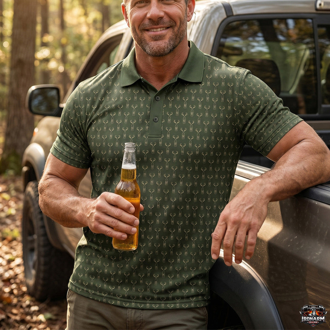 Beer Season Deer Antler Pattern Polo Shirt DP1009