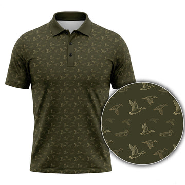 Duck Waterfowl Sketch Mini Print Polo Shirt DHP1008