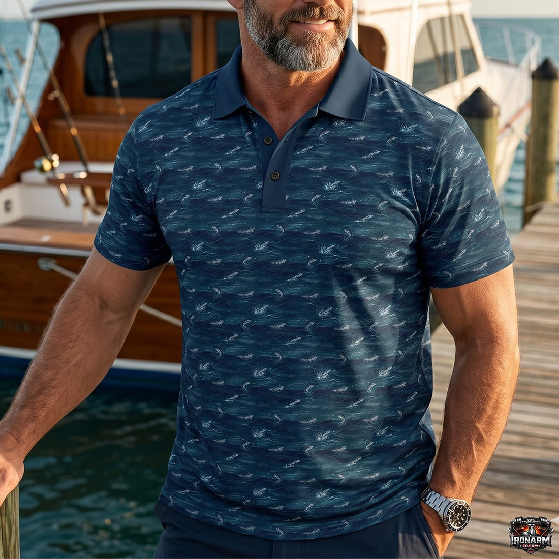 Saltwater Fishing Pattern Polo Shirt SFP1001