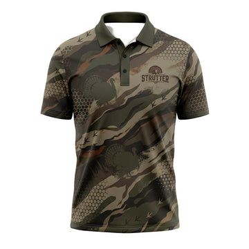 Wild Turkey Hunting Camo Pattern Polo Shirt TP1037