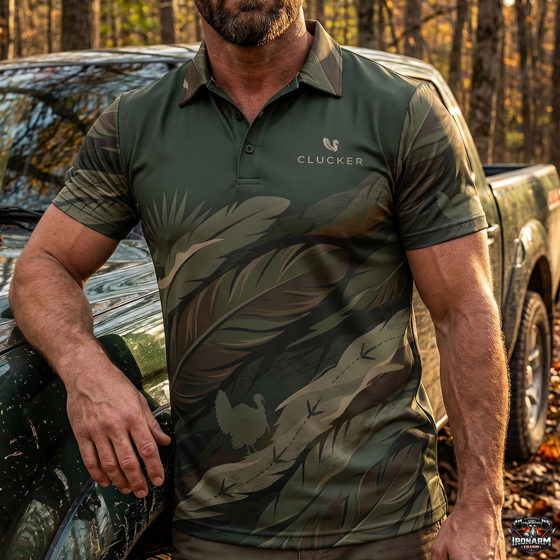 Turkey Green Hunting Feather Pattern Polo Shirt TP1038