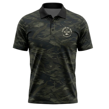 Christian Bass Fishing Camo Pattern Polo Shirt BFP1013