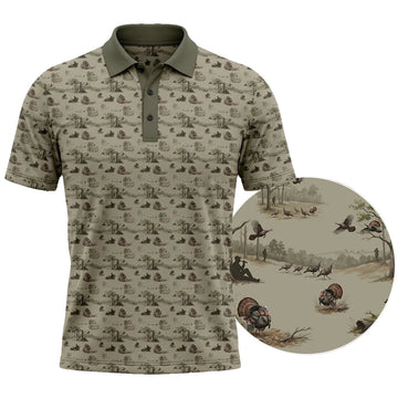 Wild Turkey Woodland Pattern Polo Shirt TP1039