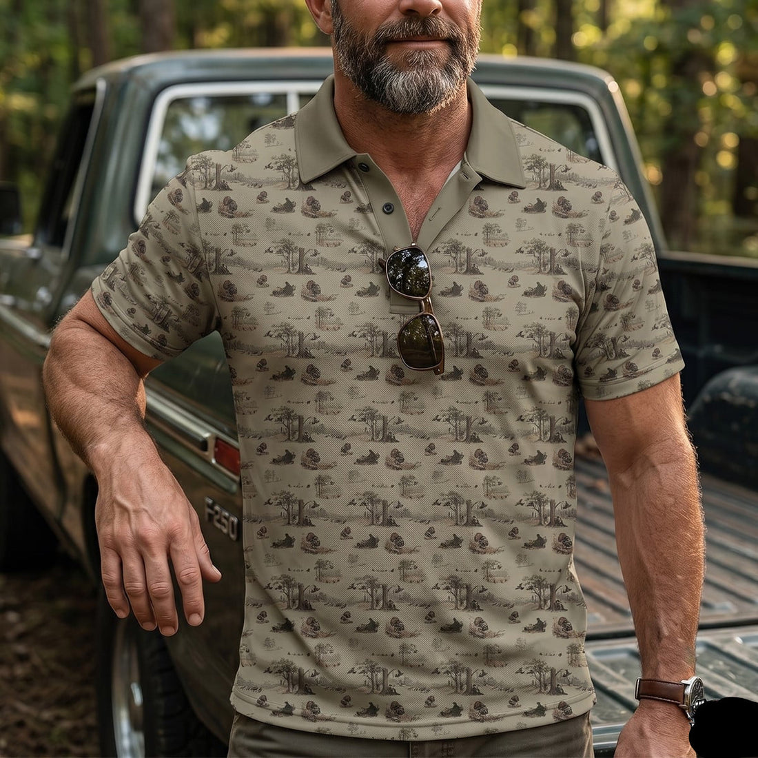 Wild Turkey Woodland Pattern Polo Shirt TP1039