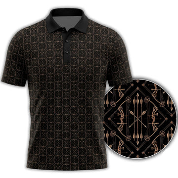 Vintage Deer Bow and Arrow Pattern Polo Shirt BHP1002