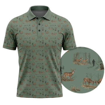 Deer Hunter Landscape Pattern Polo Shirt DP1014