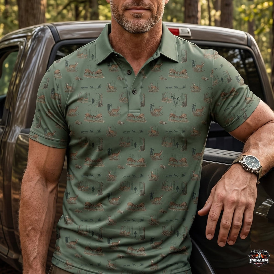 Deer Hunter Landscape Pattern Polo Shirt DP1014