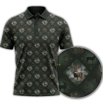 Dark Green Deer Camo Pattern Bowhunting Polo Shirt BHP1003