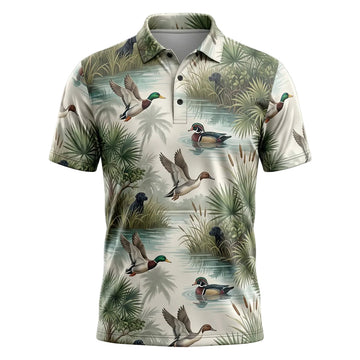 Mallard Duck Wetland Pattern Polo Shirt DHP1014