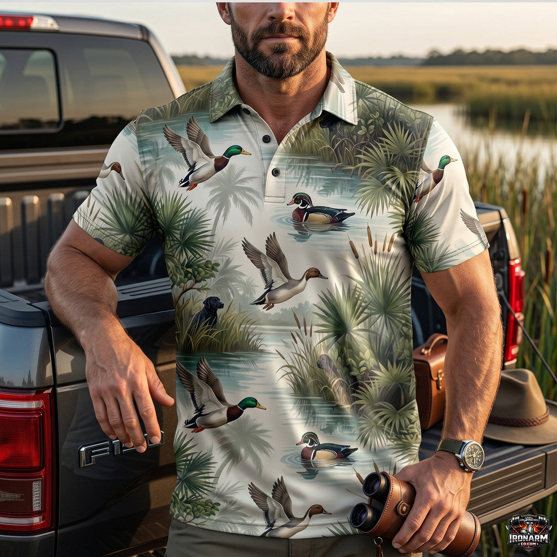 Mallard Duck Wetland Pattern Polo Shirt DHP1014