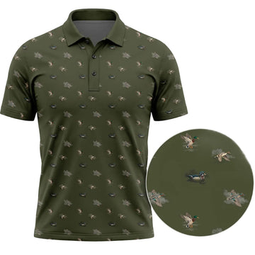 Wood Duck and Mallard Pattern Polo Shirt DHP1015