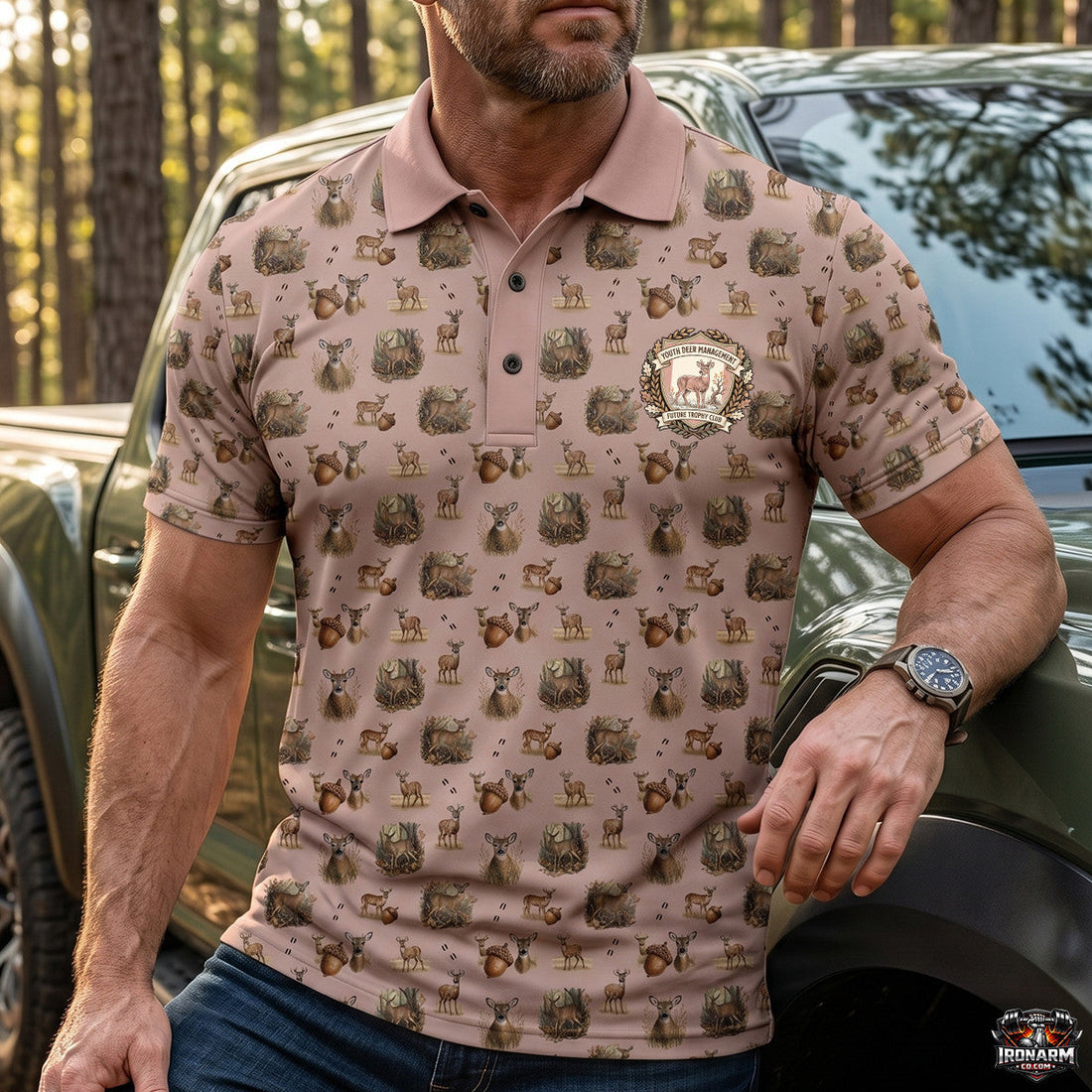 Youth Deer Management Pattern Polo Shirt DP1015