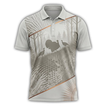 Turkey Hunting Camo Polo Shirt Wild Turkey Forest Scene Gift for Men TP1044