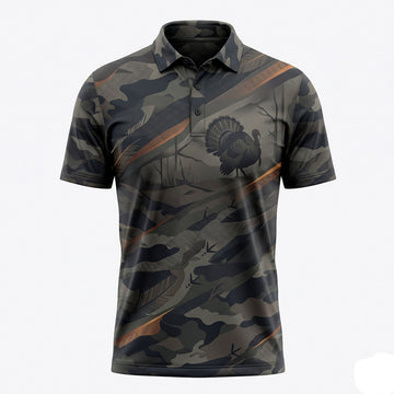 Turkey Camo Hunter Polo Shirt Best Dad Turkey Father's Day Gift