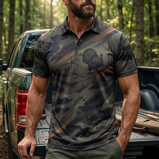 Turkey Camo Hunter Polo Shirt Best Dad Turkey Father's Day Gift