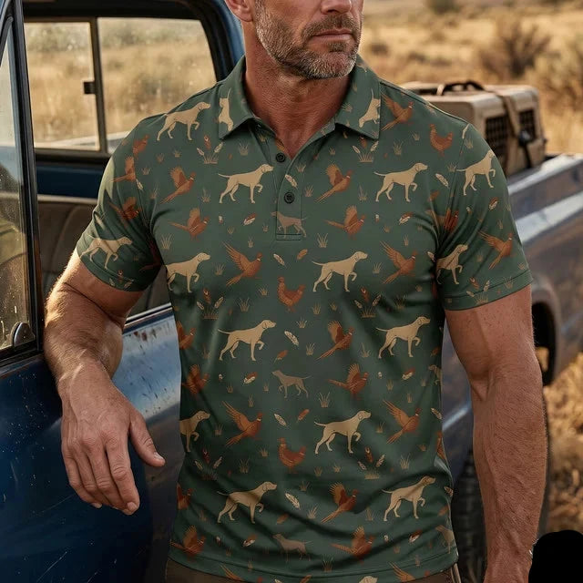 Pointer Dog Hunting Pattern Upland Heritage Polo Shirt Pheasant PHP1002