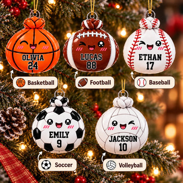 Personalized Cute Funny Sport Dumpling Dim Sum Acrylic Ornament, Christmas Gift For Kids, Sports for Fans