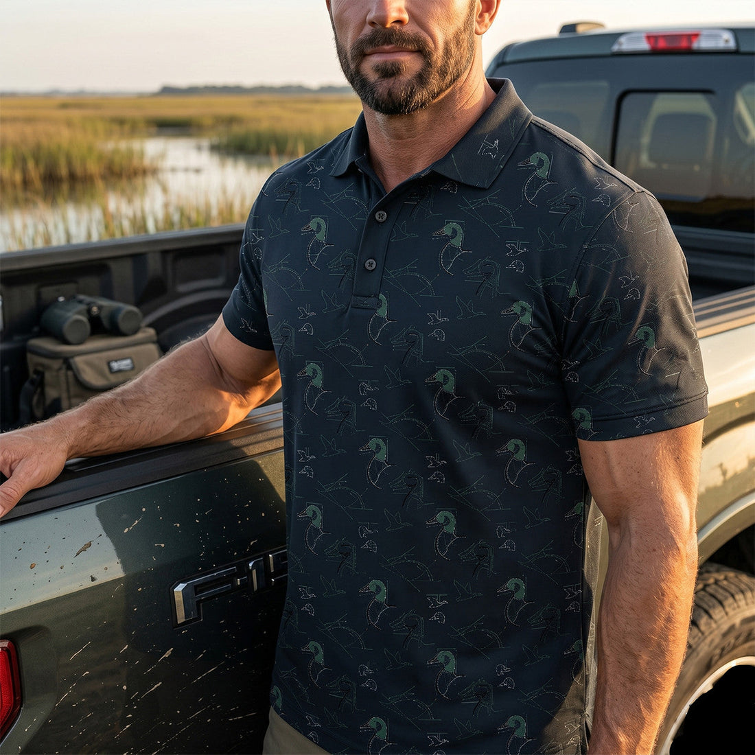 Duck Hunting Flyway Blueprint Polo Shirt DHP1021
