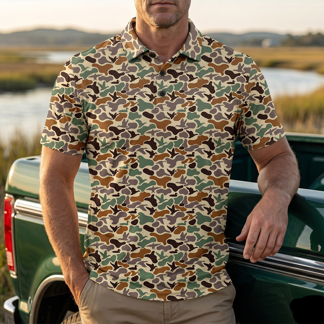 Duck Hunting camo Polo Shirt gift for Dad DHP1023