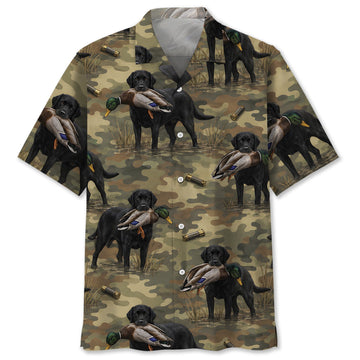 Black Labrador Duck Hunting Camouflage Hawaiian Shirt