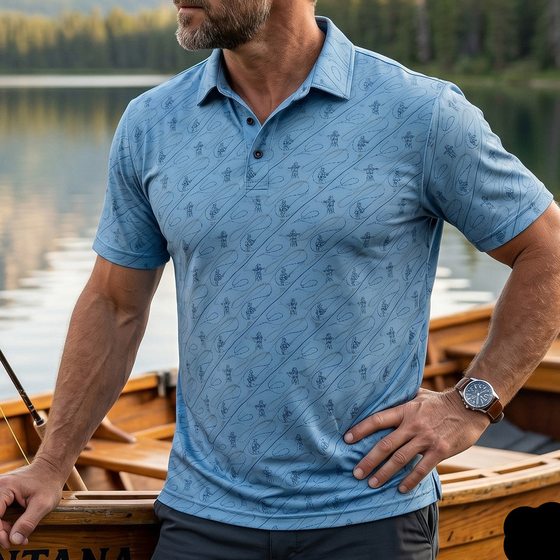 River Bend Fly Fishing Polo Shirt Gift For Dad FFP1011
