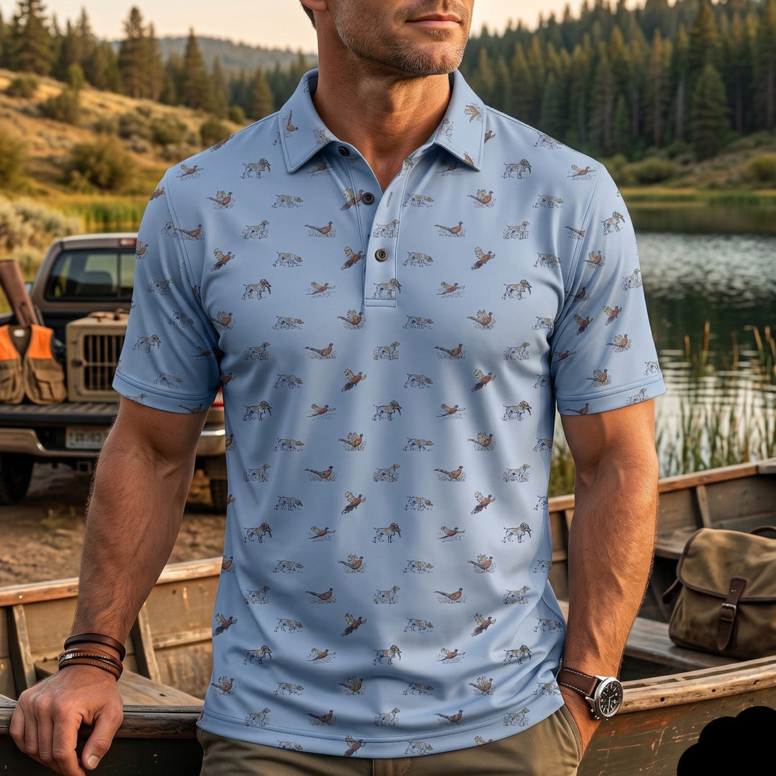 Upland Heritage Pheasant Hungting Polo Shirt Gift Dad PHP1005