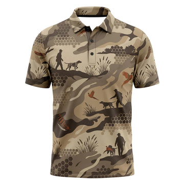 Pheasant Hunting Camo Polo Shirt Hunter Dog Father's Day Gift Polo PHP1008