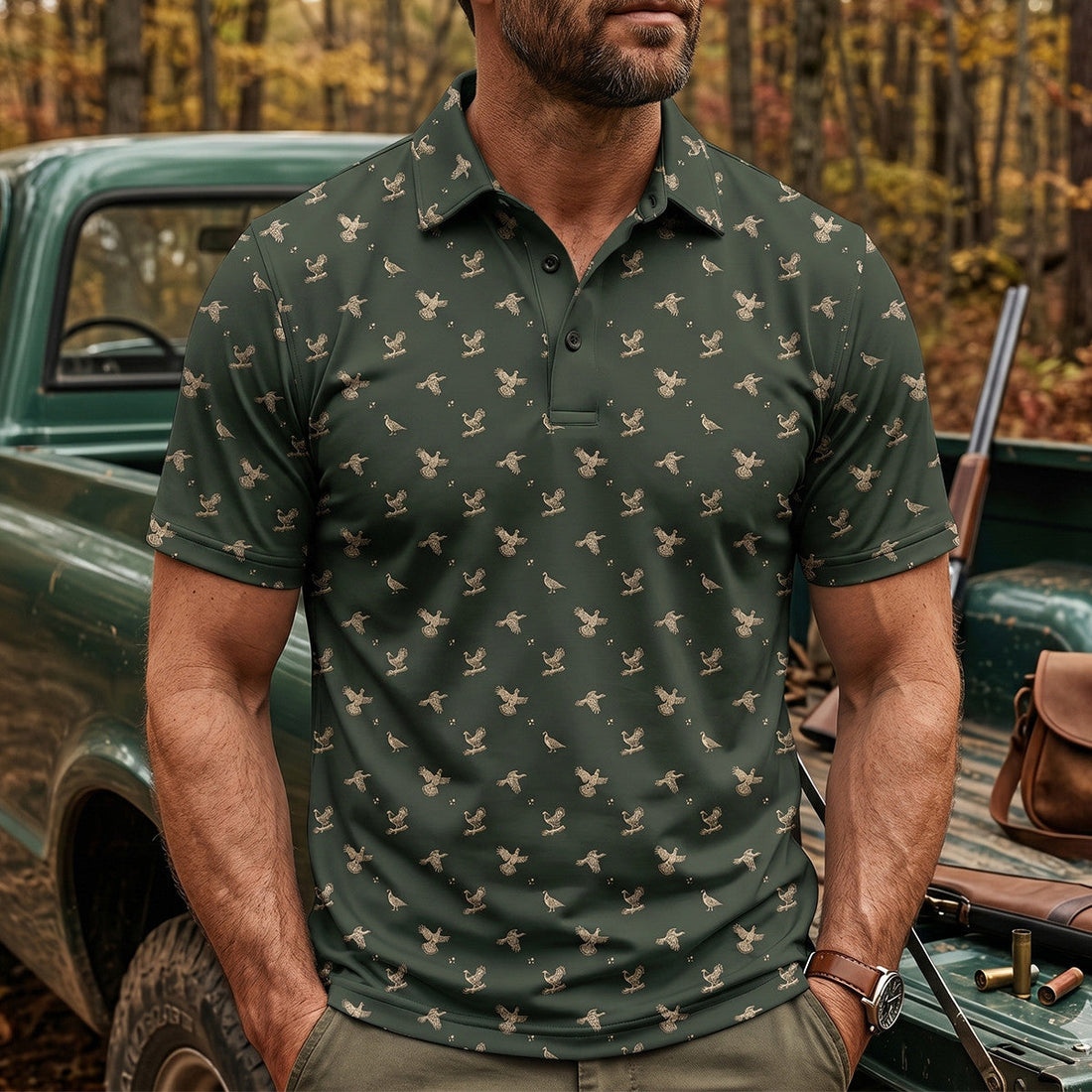 Grouse Hunting Polo Shirt Upland Bird Hunter Father's Day Gift RGP1001