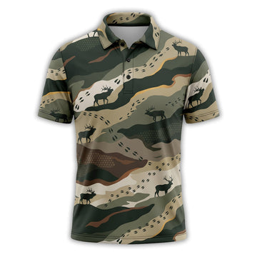 Hunting Deer Track Camo Polo Shirt EHP1002