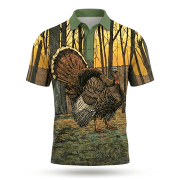 Wild Turkey In The Forest Men Polo Shirt