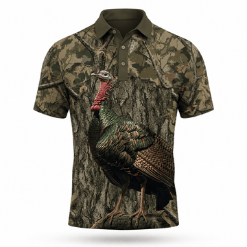 Turkey Hunter Camouflage Men Polo Shirt
