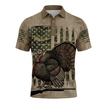 Wild Turkey Hunting America Men Polo Shirt
