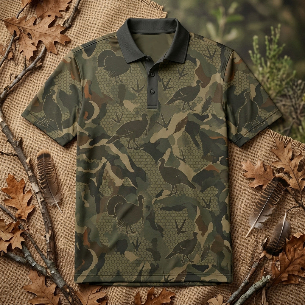 Wildturkey Hunting Camouflage Men Polo Shirt