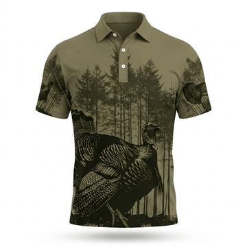 Black Moss Turkey Hunting Men Polo Shirt